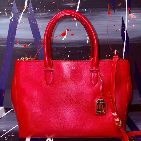 Lauren Ralph Lauren Red Satchel Bag Purse, Shoulder bag or Handbag